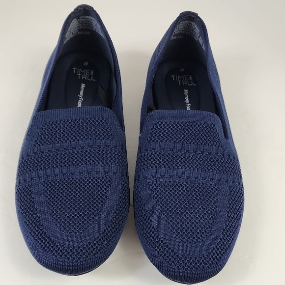 Time And Tru Women's Navy Knit Loafers Memory Foam, sz 8 - Picture 1 of 16